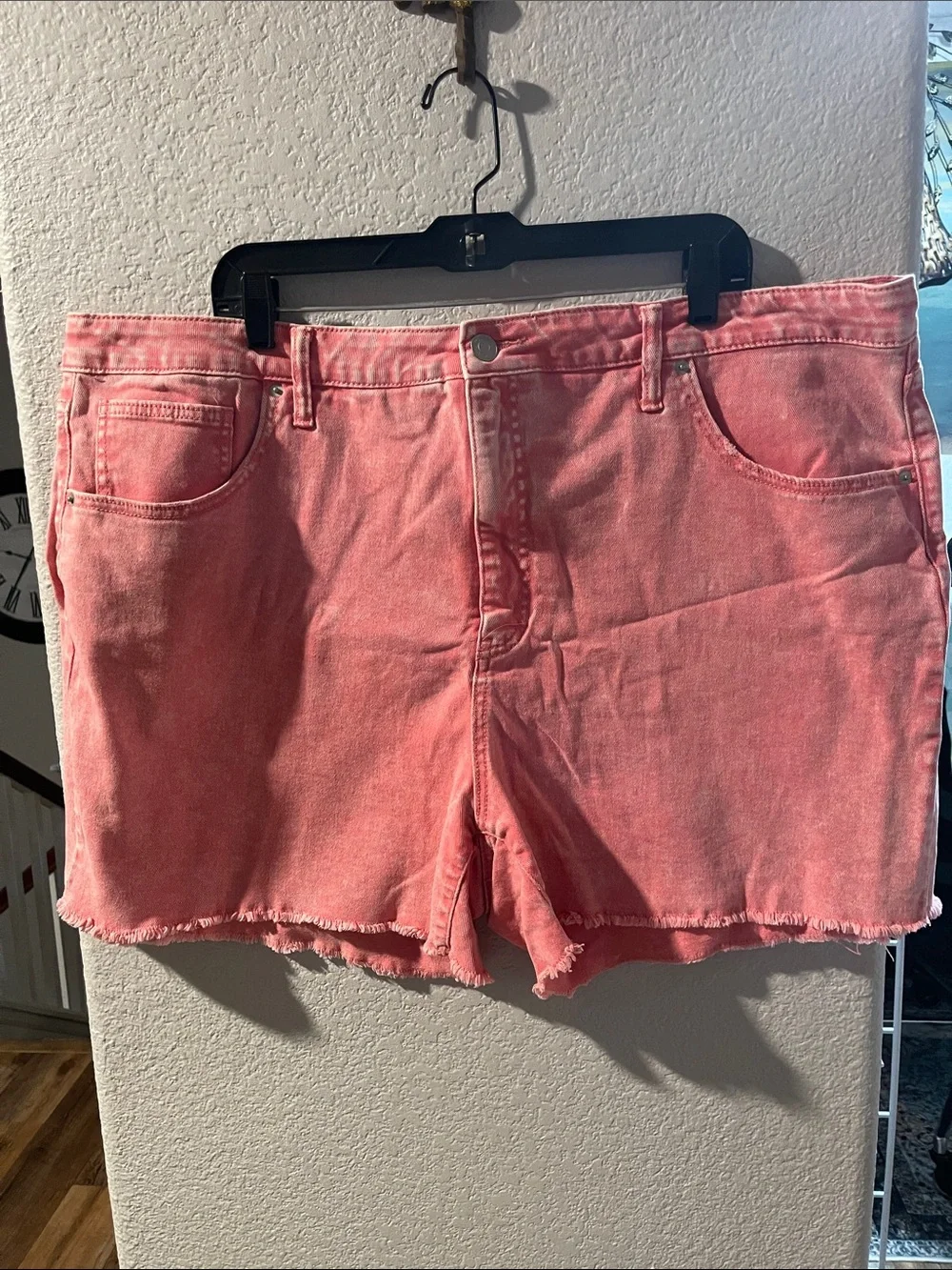 Terra & Sky Coral Pink Denim Cutoff Shorts - Picture 1 of 4